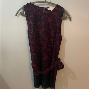 Michael kors medium red black lace tie waist tunic dress romantic goth